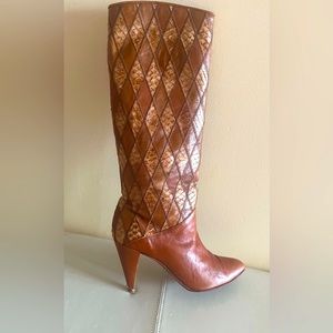 Sacco Italian Genuine Leather & Snake Skin Brown boots size 9